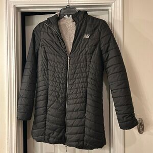 Long black New Balance parka with Sherpa lining